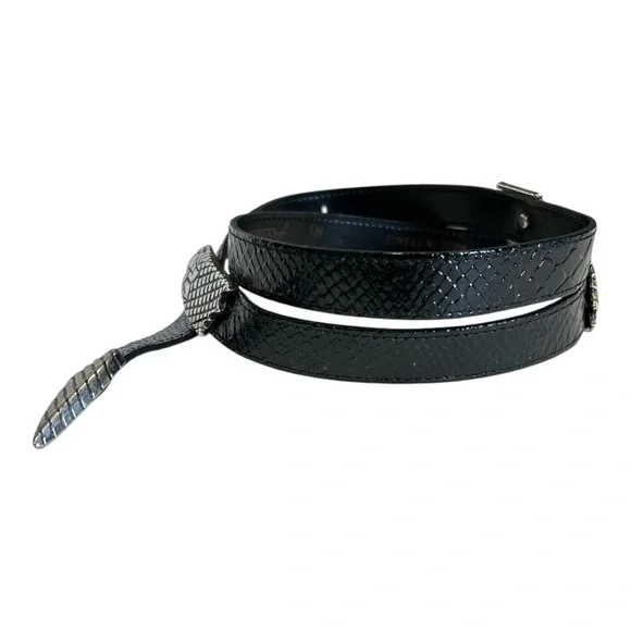 Avignon RARE Vintage Snake Belt Black Leather Silver Made in France M/L - Picture 9 of 13